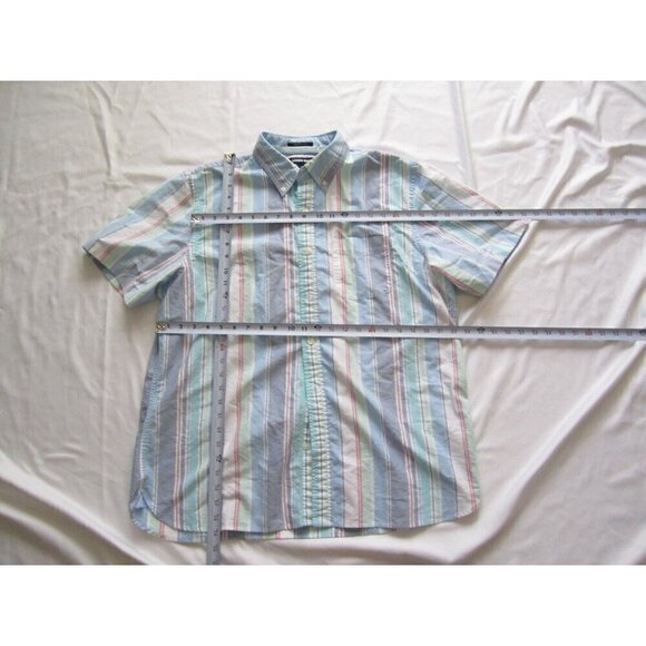 Men Lands; End Sail Rigged Oxfor Traditional Fit Short Sleeve Shirt Sz L (MT284) - Picture 4 of 9